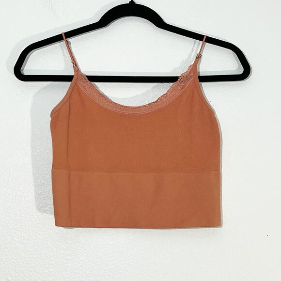 Out From Under Tops - Out From Under Lace Trim Ribbed Cropped Tank Top Cami Y2K Womens XL Fairy Crop